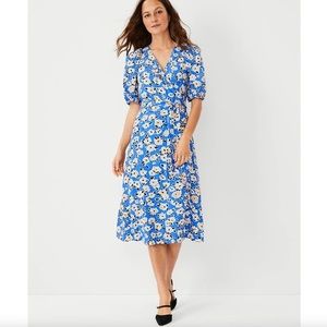 Ann Taylor Floral Puff Sleeve Wrap Dress - WORN ONCE